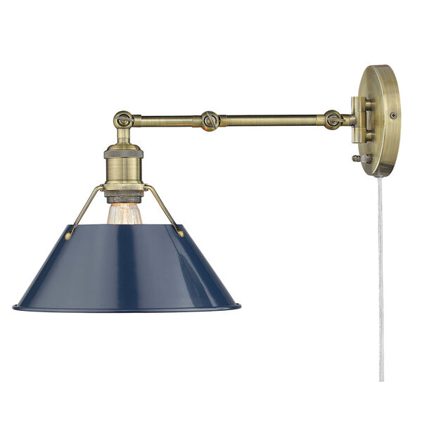 Orwell Aged Brass and Navy Blue One-Light Wall Sconce, image 2
